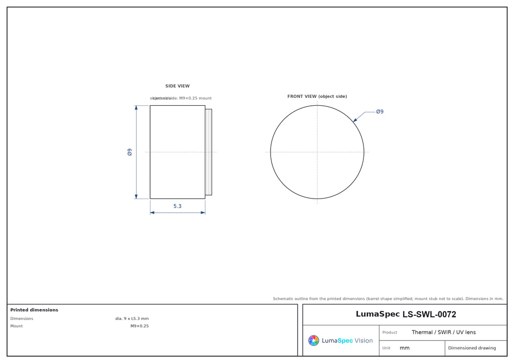 LS-SWL-0072 dimensions (mm)