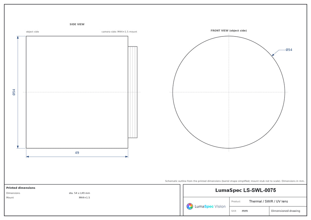 LS-SWL-0075 dimensions (mm)