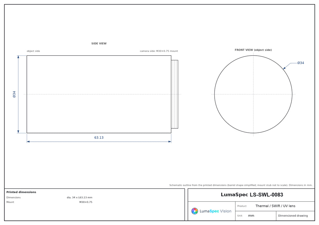 LS-SWL-0083 dimensions (mm)