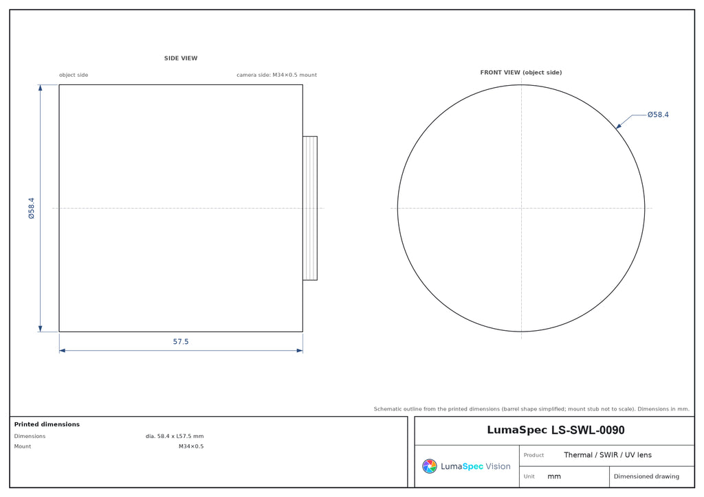 LS-SWL-0090 dimensions (mm)