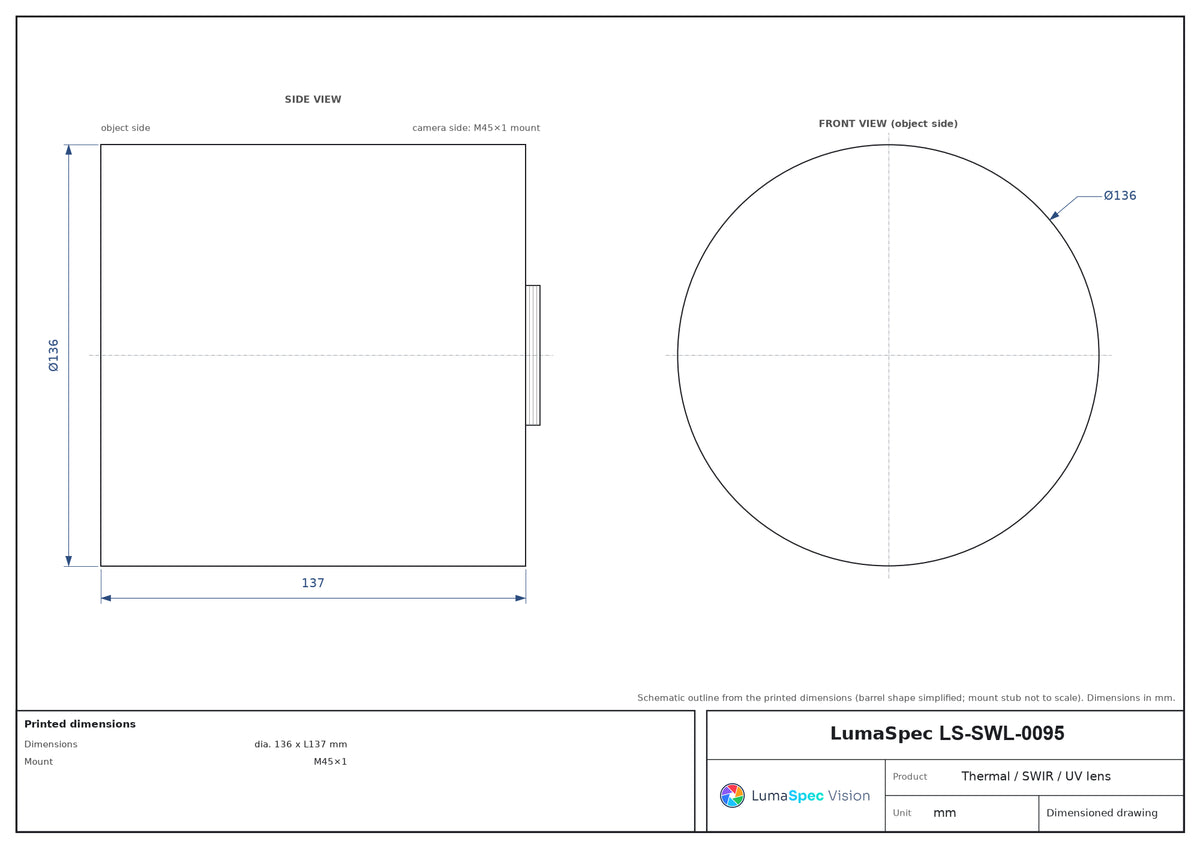 LS-SWL-0095 dimensions (mm)