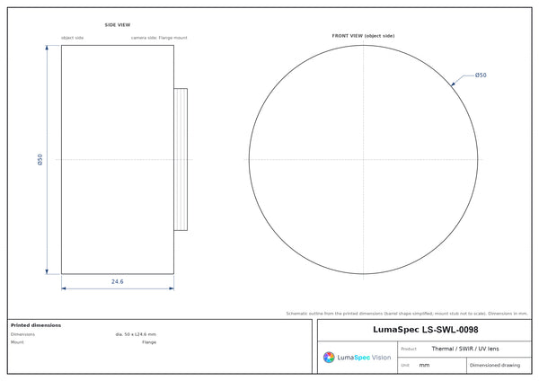 25 mm, F1.4, Flange-mount LWIR thermal lens