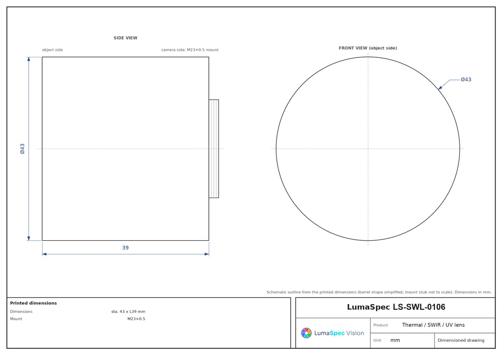 LS-SWL-0106 dimensions (mm)