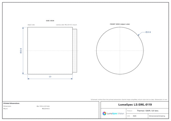 5.3 mm, F1.2 LWIR thermal lens