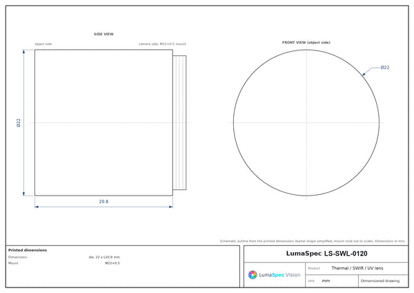 13.5 mm, F1.1 LWIR thermal lens