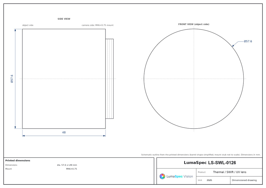 LS-SWL-0126 dimensions (mm)
