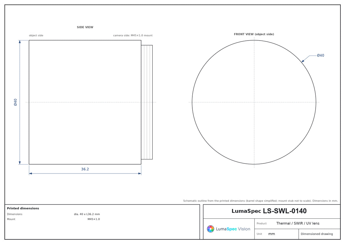LS-SWL-0140 dimensions (mm)