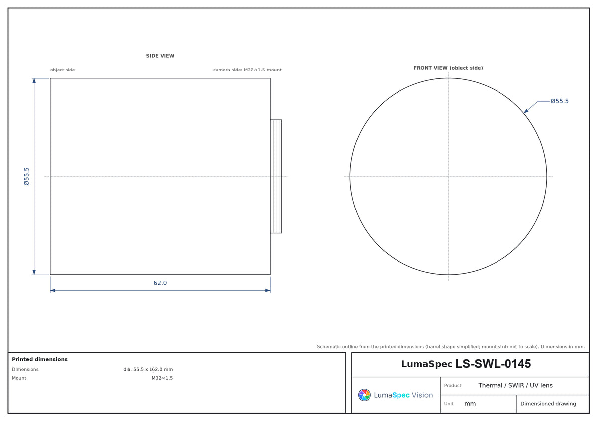 LS-SWL-0145 dimensions (mm)