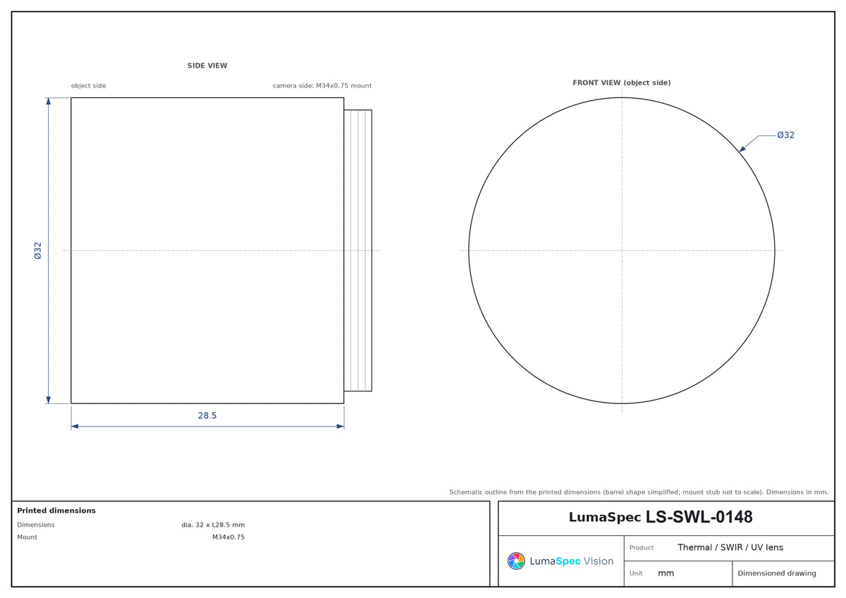 LS-SWL-0148 dimensions (mm)