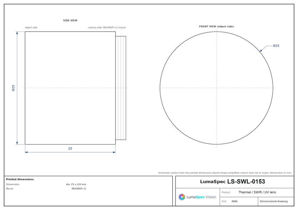 LS-SWL-0153 dimensions (mm)