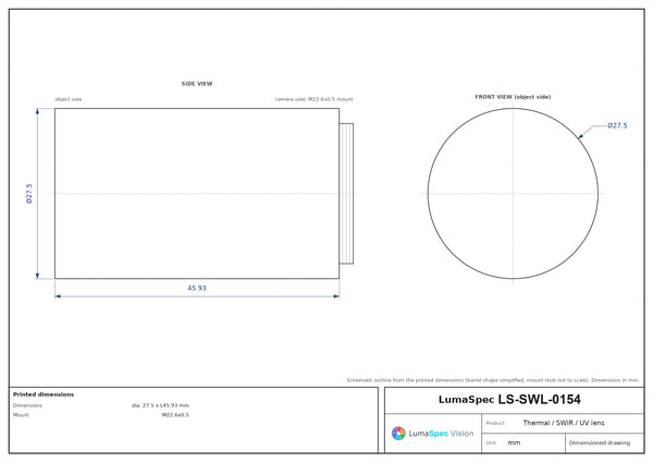 22 mm LWIR thermal lens