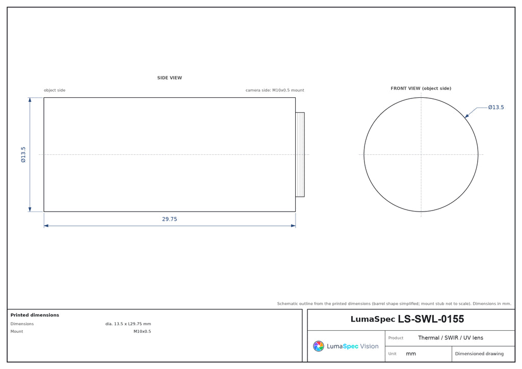LS-SWL-0155 dimensions (mm)