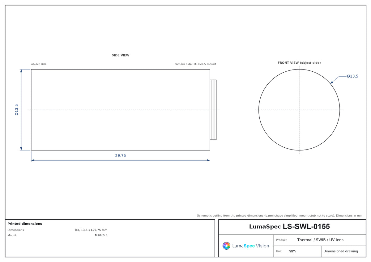 LS-SWL-0155 dimensions (mm)