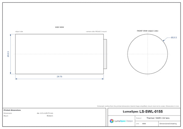 19 mm, F2.2 LWIR thermal lens