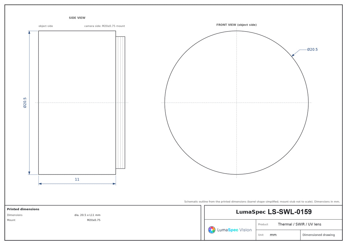 LS-SWL-0159 dimensions (mm)