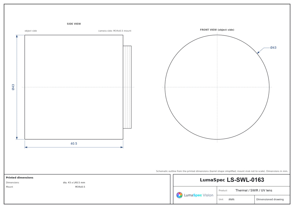 LS-SWL-0163 dimensions (mm)