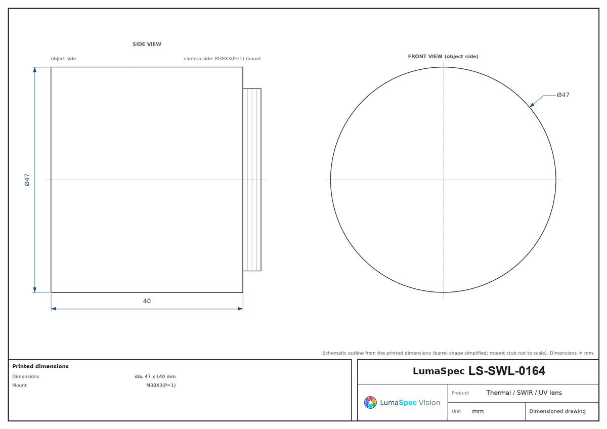 LS-SWL-0164 dimensions (mm)