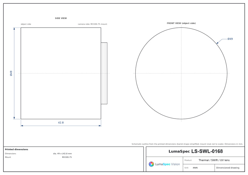 LS-SWL-0168 dimensions (mm)