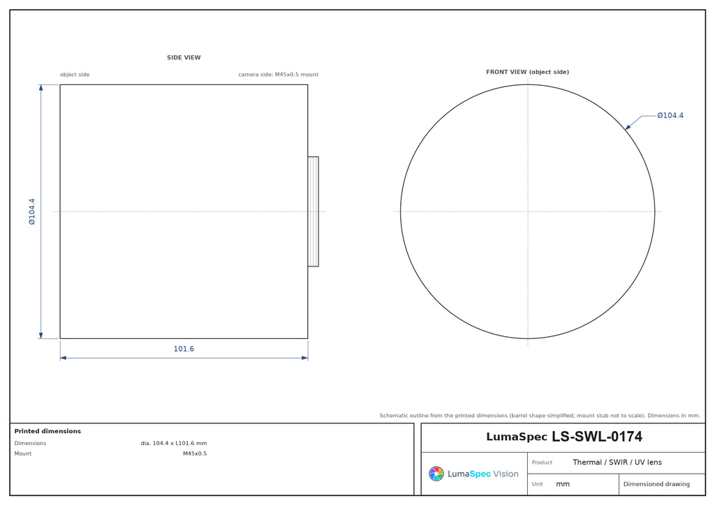 LS-SWL-0174 dimensions (mm)