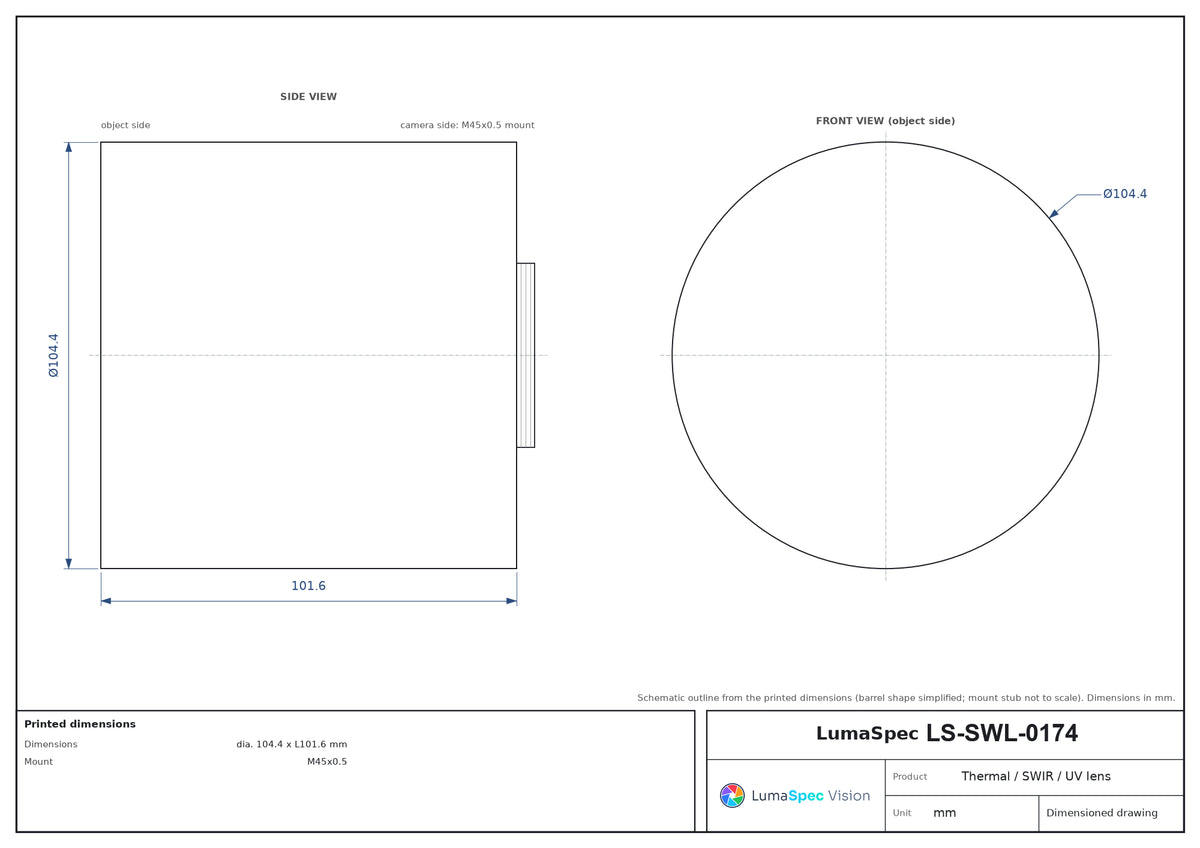 LS-SWL-0174 dimensions (mm)