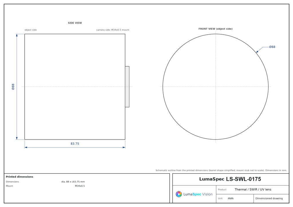 LS-SWL-0175 dimensions (mm)