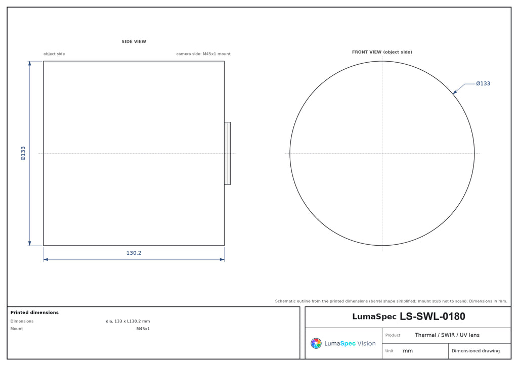 LS-SWL-0180 dimensions (mm)