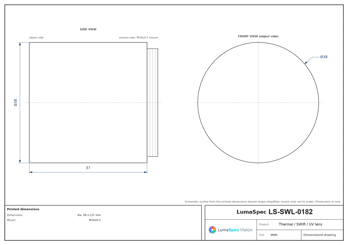 LS-SWL-0182 dimensions (mm)