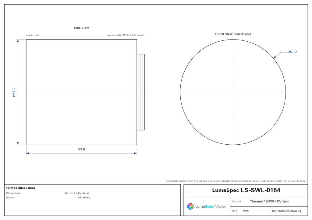 LS-SWL-0184 dimensions (mm)