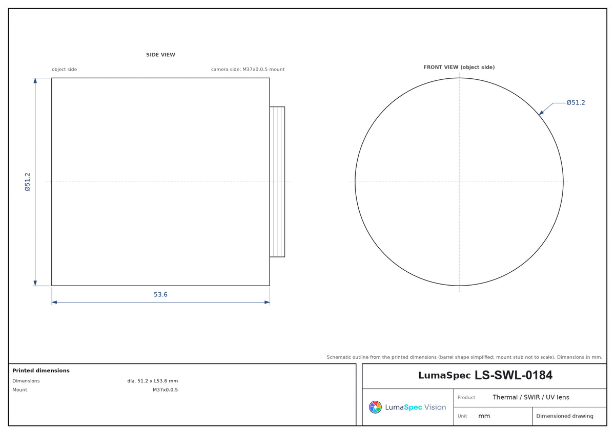 LS-SWL-0184 dimensions (mm)