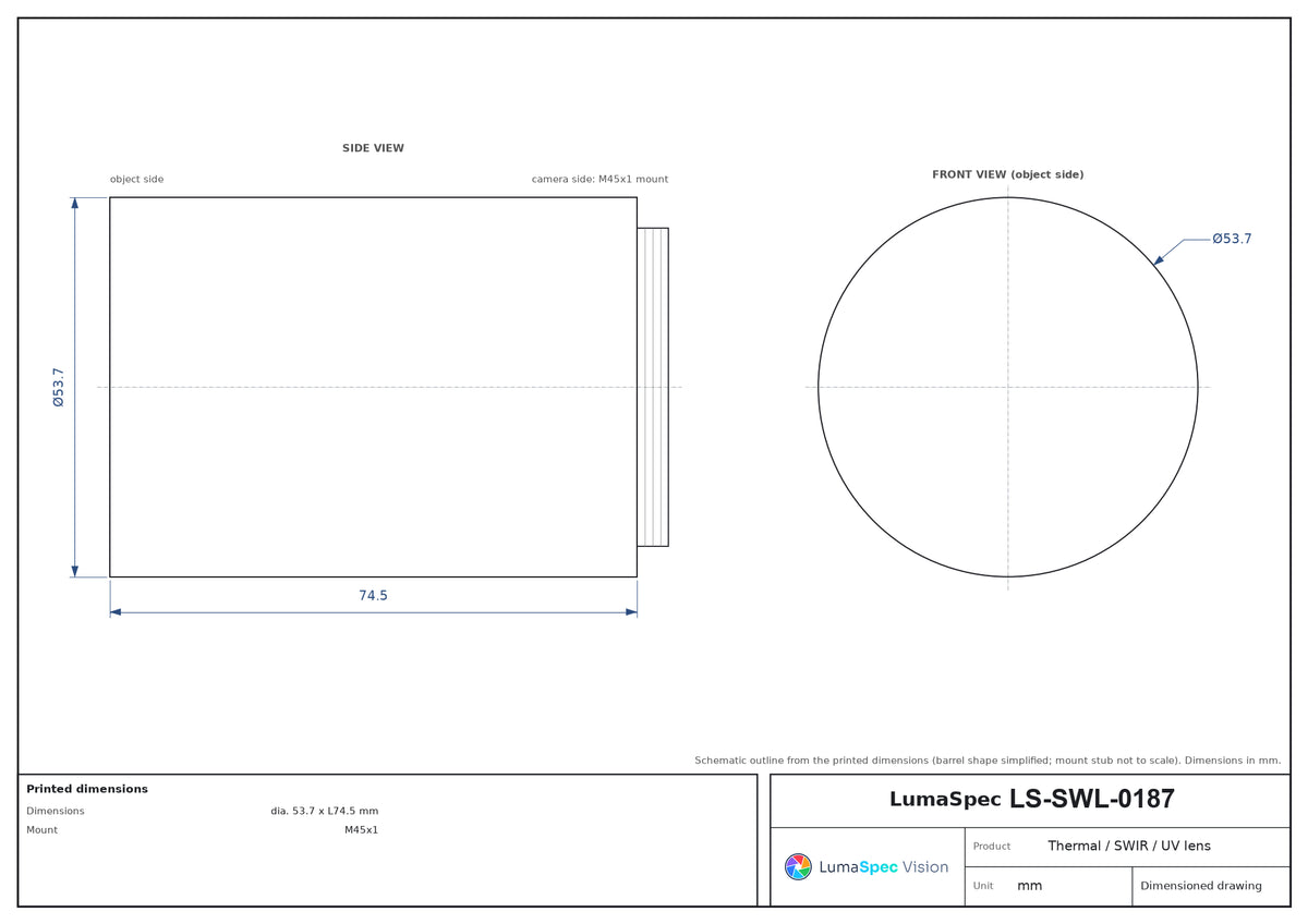 LS-SWL-0187 dimensions (mm)