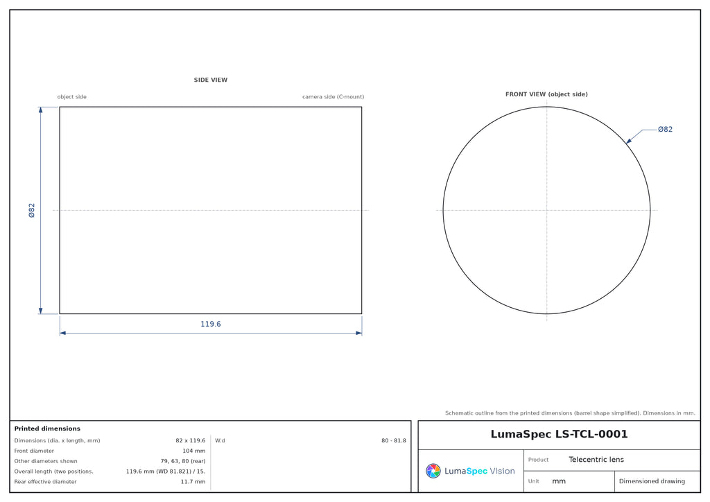 LS-TCL-0001 dimensions (mm)