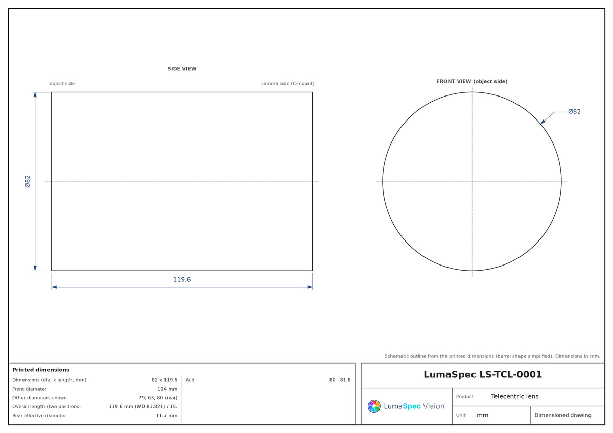 LS-TCL-0001 dimensions (mm)