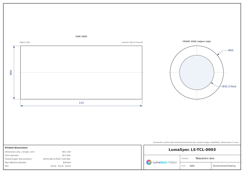 LS-TCL-0003 dimensions (mm)