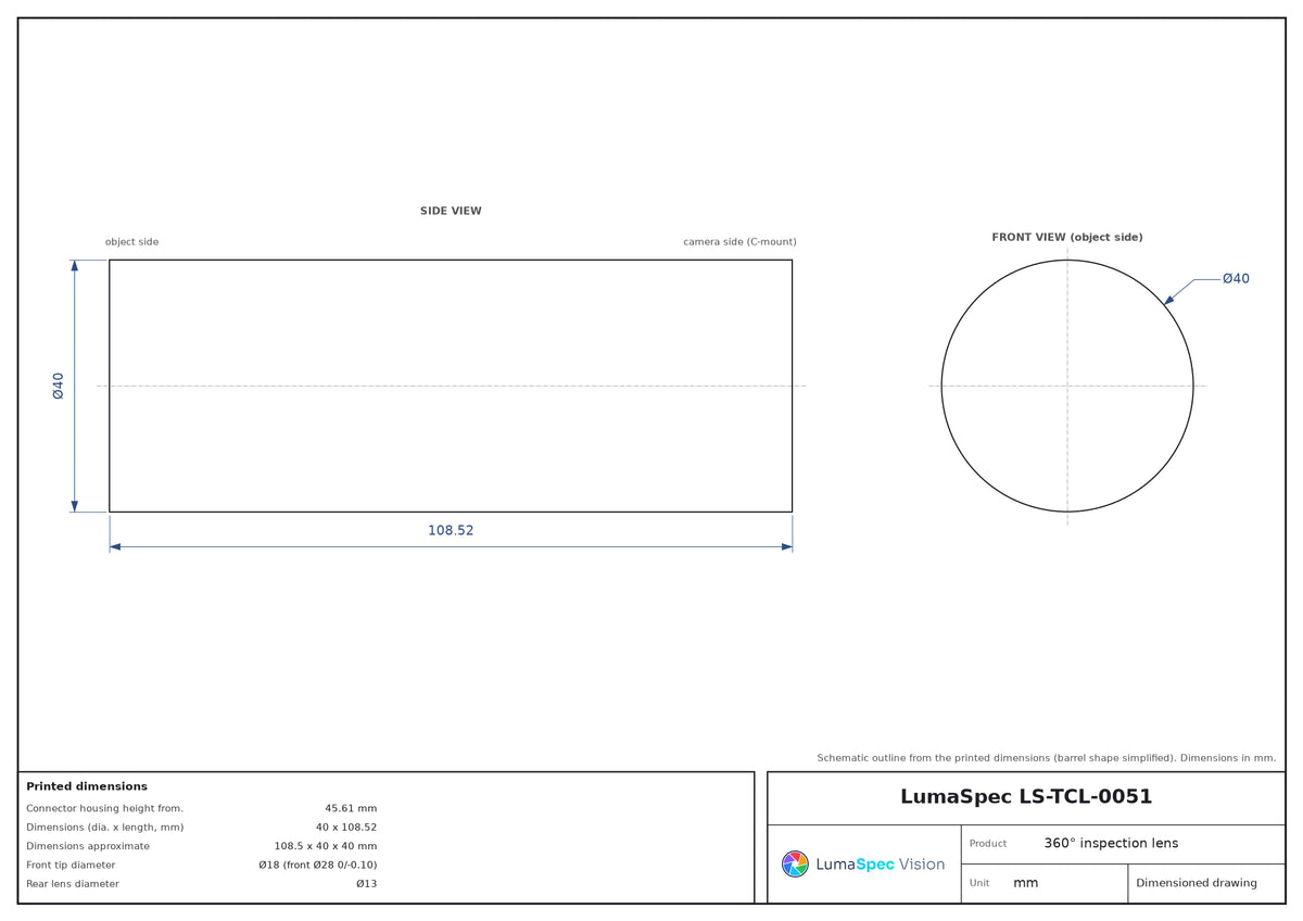 LS-TCL-0051 dimensions (mm)