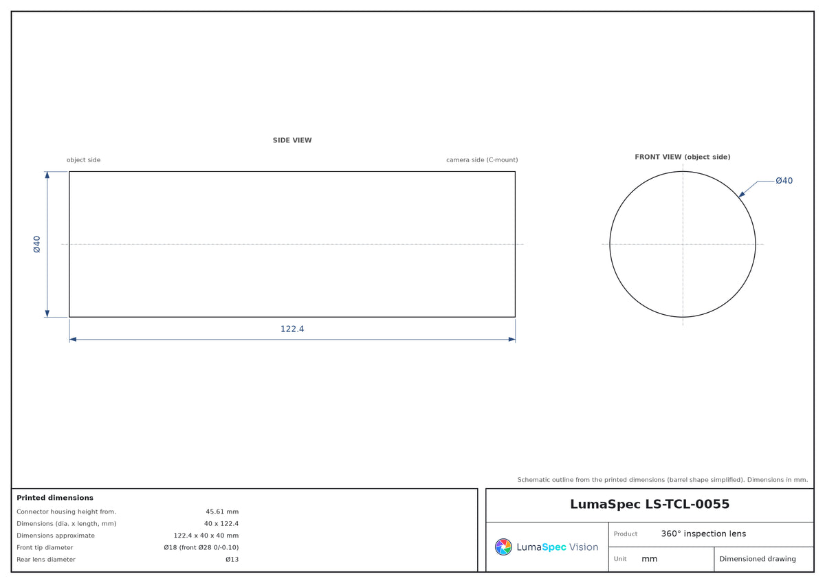 LS-TCL-0055 dimensions (mm)