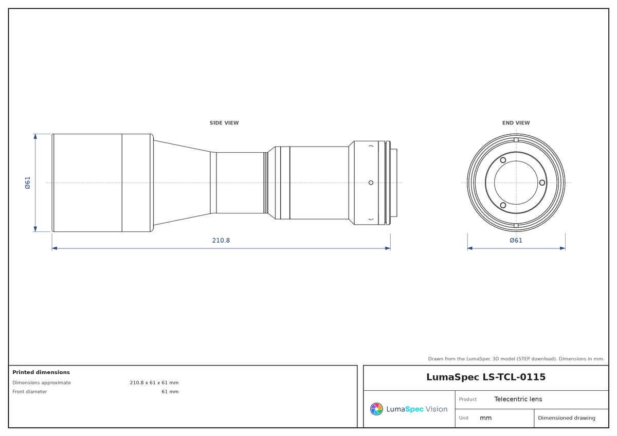 LS-TCL-0115 dimensions (mm)