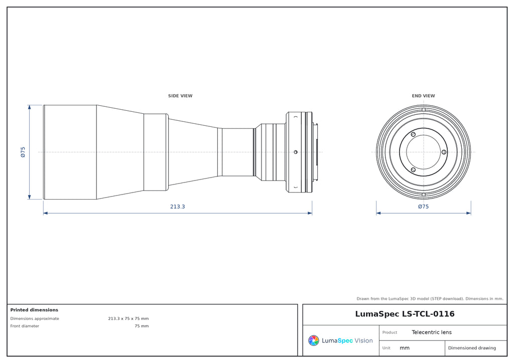 LS-TCL-0116 dimensions (mm)