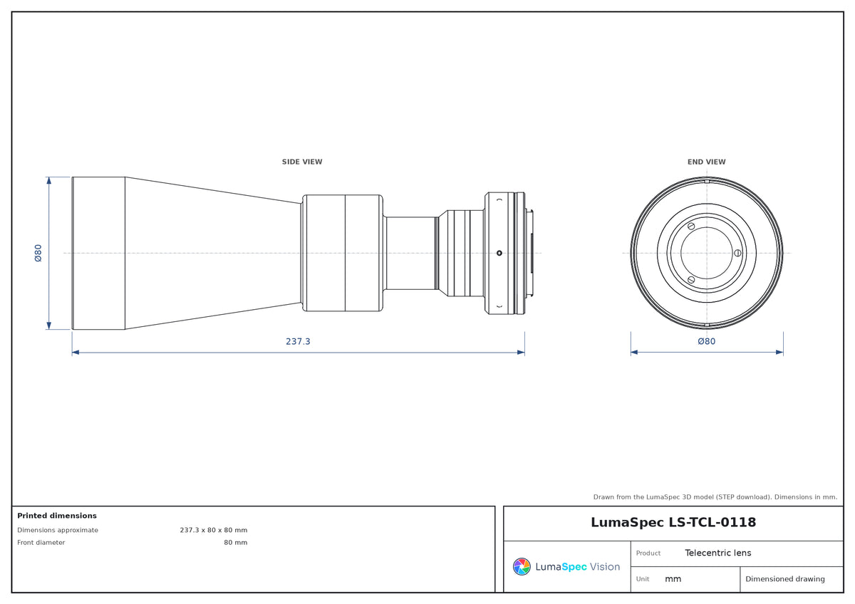LS-TCL-0118 dimensions (mm)