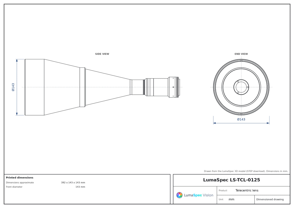 LS-TCL-0125 dimensions (mm)