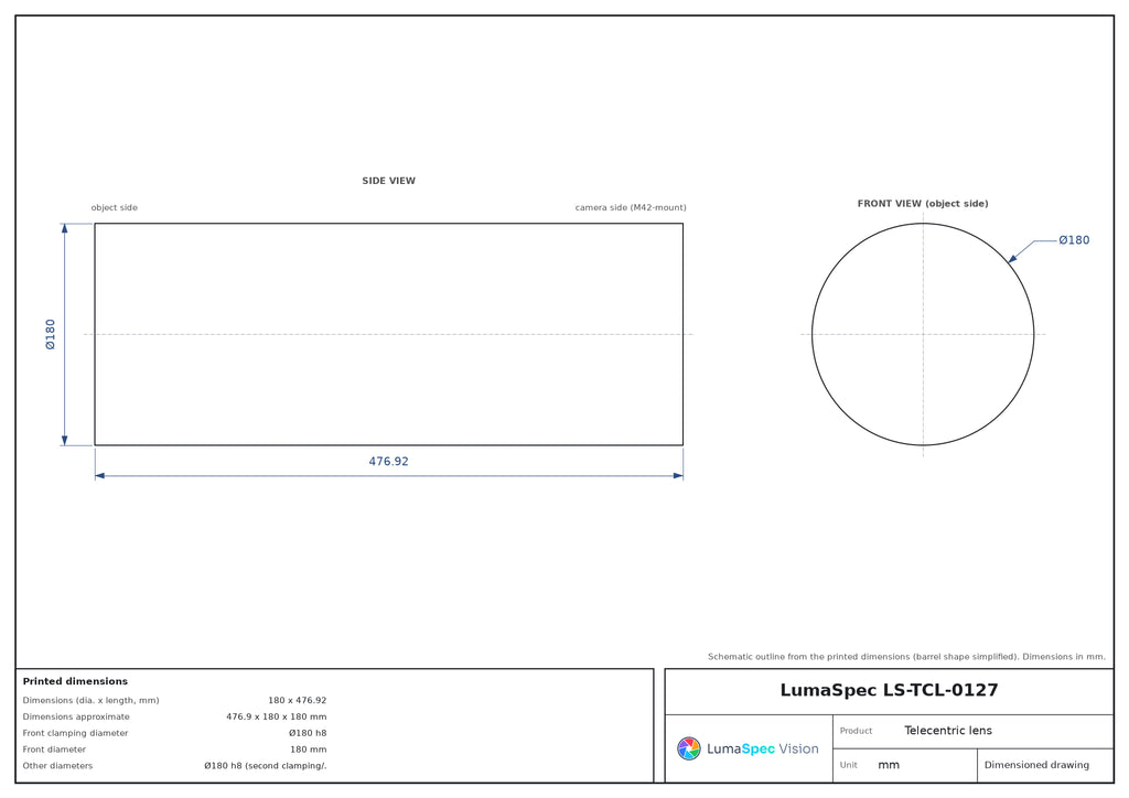 LS-TCL-0127 dimensions (mm)