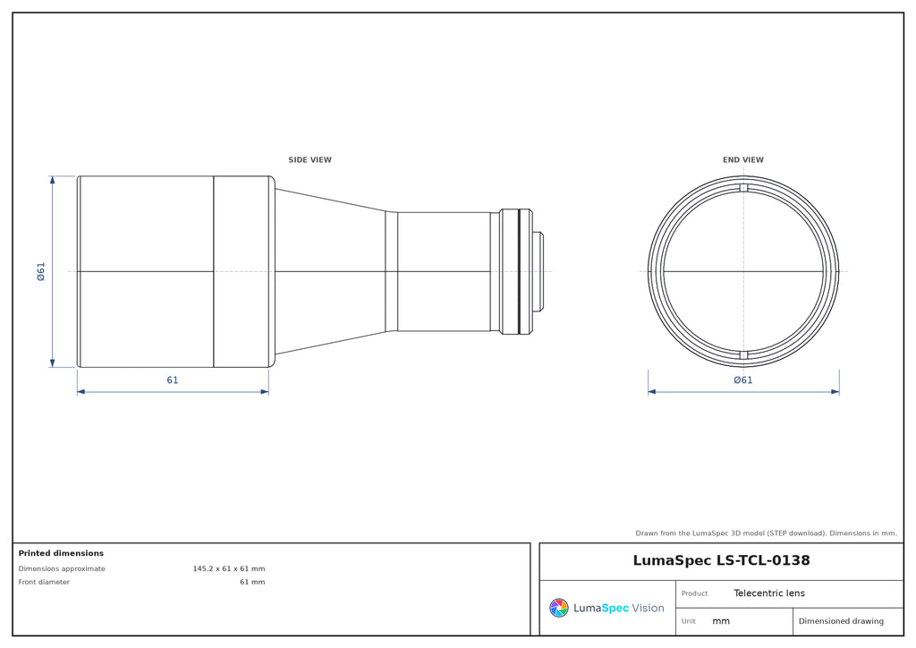 LS-TCL-0138 dimensions (mm)