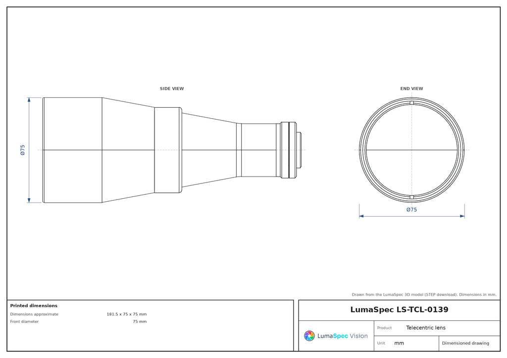 LS-TCL-0139 dimensions (mm)
