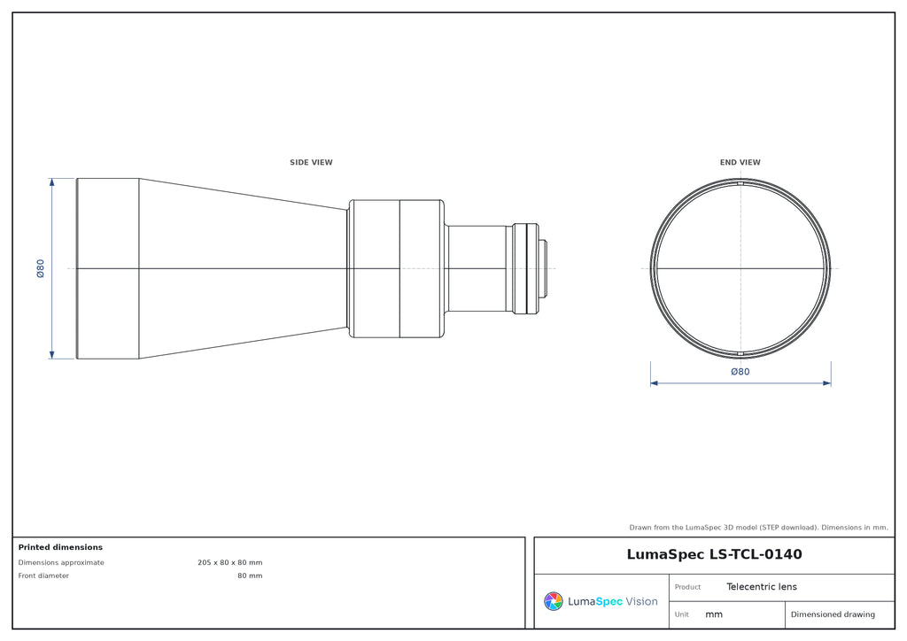 LS-TCL-0140 dimensions (mm)
