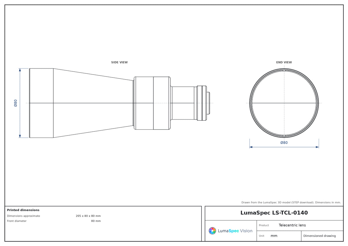 LS-TCL-0140 dimensions (mm)