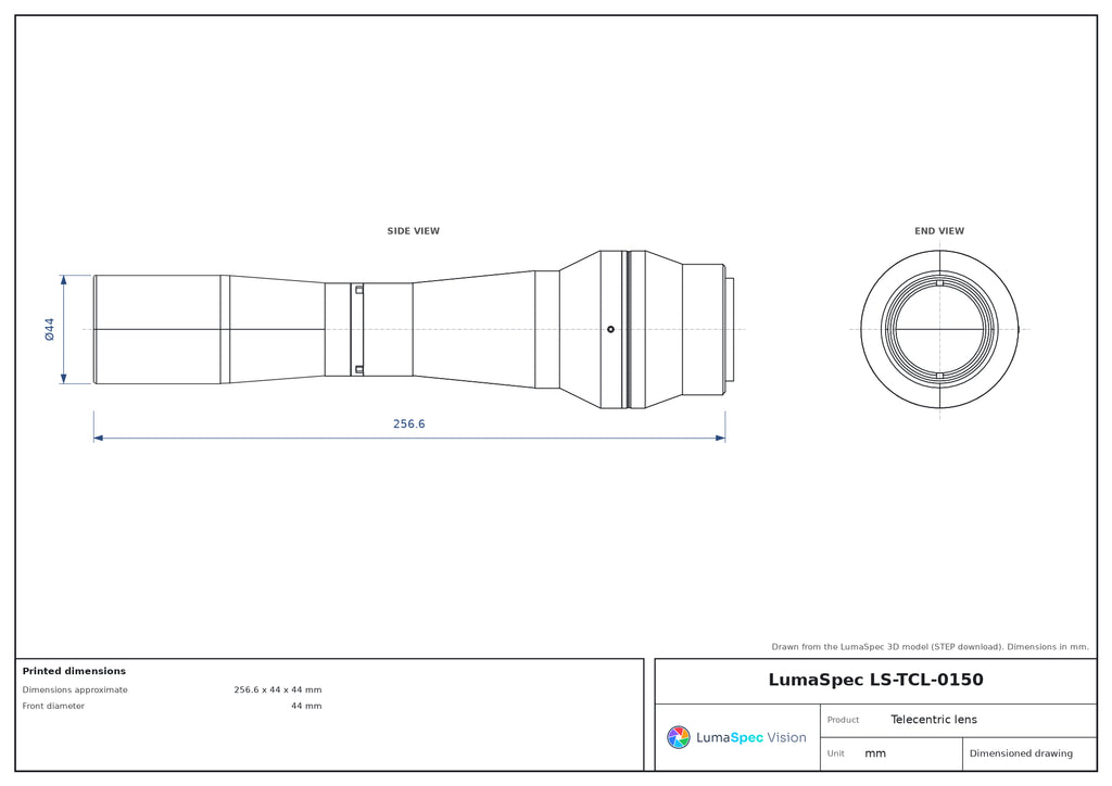 LS-TCL-0150 dimensions (mm)