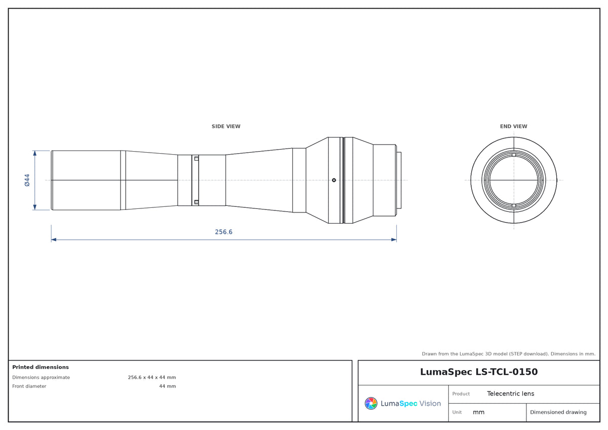LS-TCL-0150 dimensions (mm)