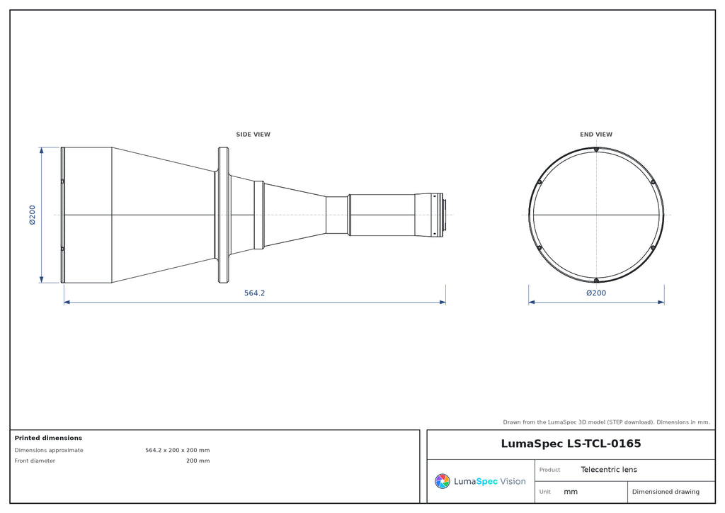 LS-TCL-0165 dimensions (mm)
