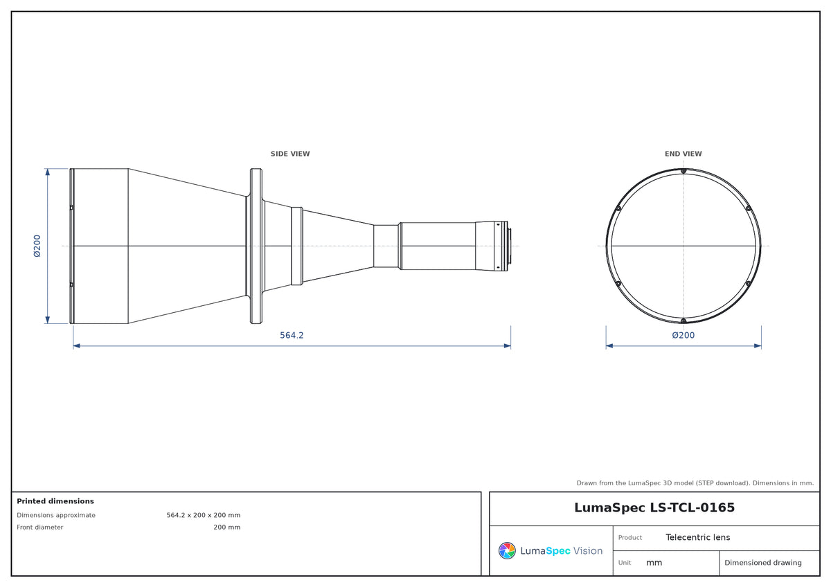 LS-TCL-0165 dimensions (mm)
