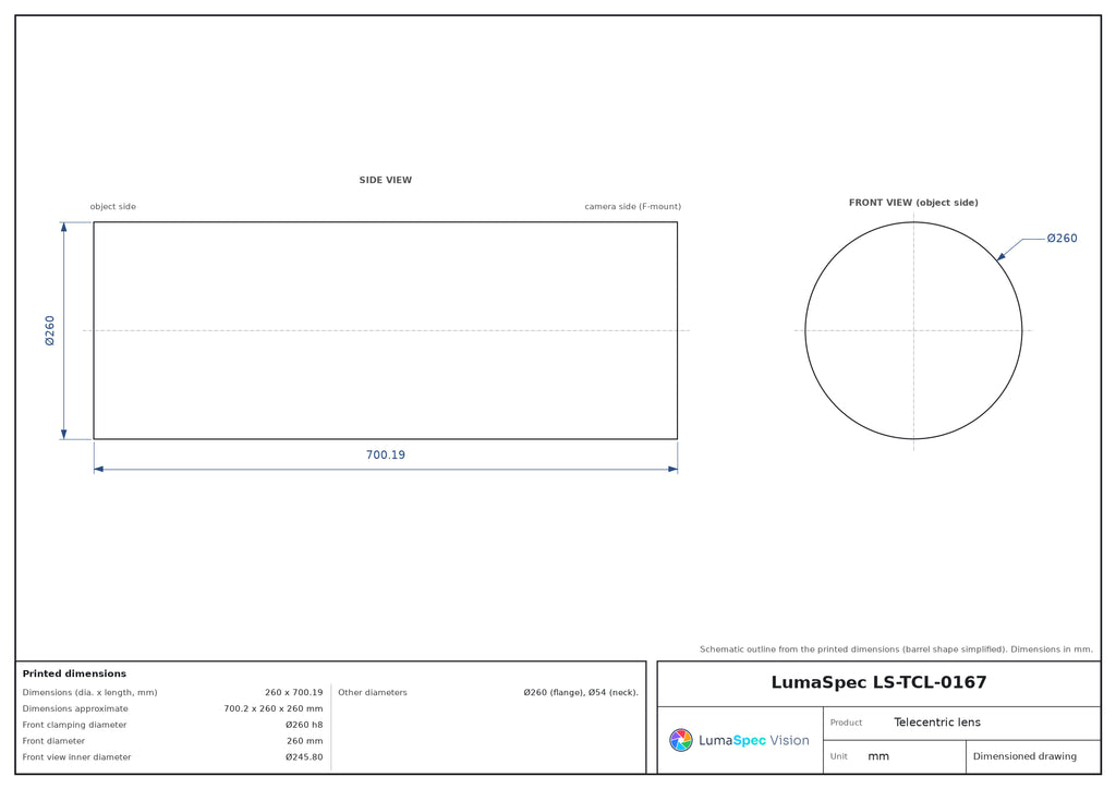 LS-TCL-0167 dimensions (mm)