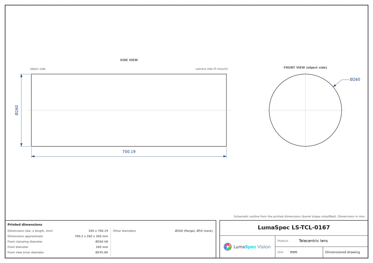 LS-TCL-0167 dimensions (mm)